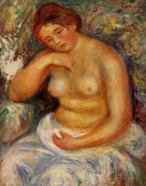 Seated Nude med en bukett 1915