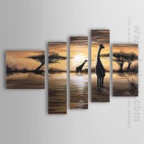 Tangan-Dicat Landscape Oil Painting - Set Dari 5