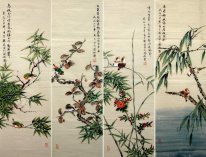 Birds & Flower (Vier Leinwände) - Chinesische Malerei
