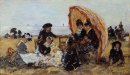 Trouville On The Beach skyddad av en Parasol 1895