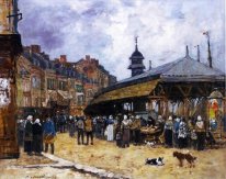 jour de marché à Trouville Normandie 1878