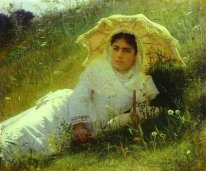 Vrouw met een paraplu In Het Gras 'S Middags 1883