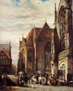 Veel Cijfers Op Het Marktplein Voor De Martinikirche,