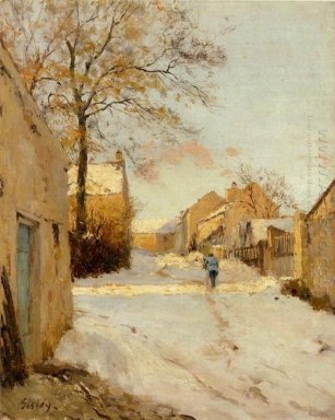 Een straat van het dorp in de winter 1893