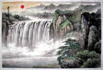 Cascade et Sun - Taiyang - Peinture chinoise