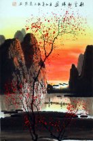 Montañas, agua, árboles - Pintura china