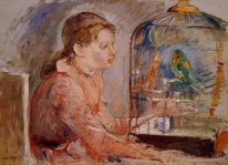 Young Girl And The Budgie