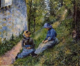 seated peasants sewing 1881