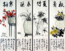 Ameixa, da orquídea, bambu, crisântemo-FourInOne - Pintura Chine