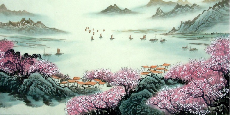 Chinese Painting: Landscape with river - Chinese Painting CNAG220522 ...