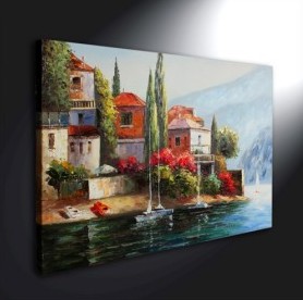 Dipinti a mano olio pittura di paesaggio con telaio allungato