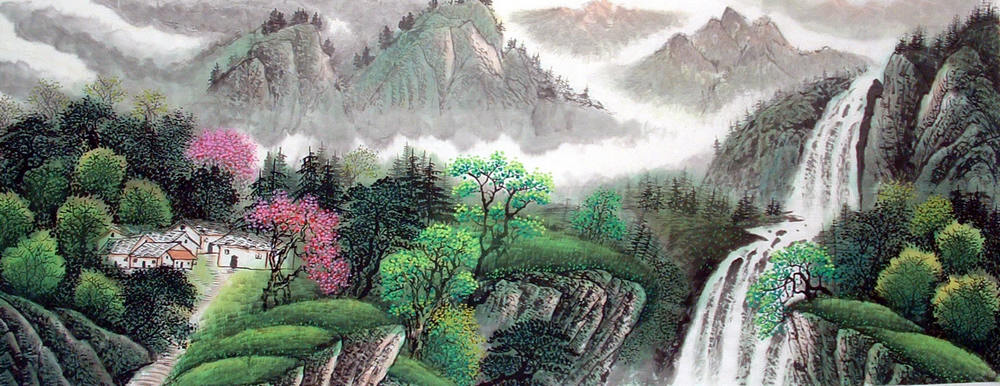 Chinese Painting: Mountain and waterfall - Chinese Painting CNAG221021 ...