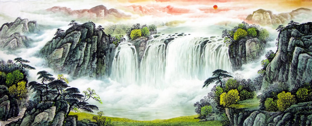 Chinese Painting: Waterfall - Chinese Painting CNAG221060 - Artisoo.com