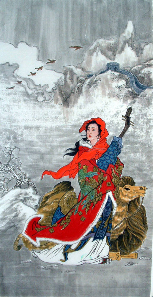 Chinese Painting: Beautiful lady, Camel - Chinese Painting CNAG221143 ...