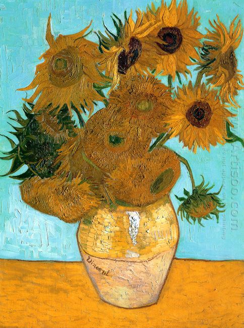 Still Life Vas Dengan Twelve Sunflowers