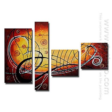 Hand-painted Abstract Oil Painting - Set of 4