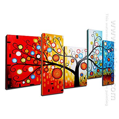 Hand-painted Abstract Oil Painting - Set of 5