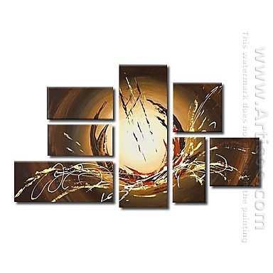 Handmålade Abstrakt oljemålning - Set med 7