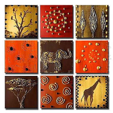 Hand-painted Animal Oil Painting - Set of 9