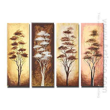 Peints à la main peinture à l'huile florale - Ensemble de 4