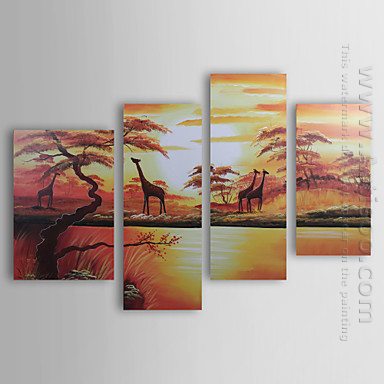 Handgeschilderde Landschap olieverfschilderij - Set van 4