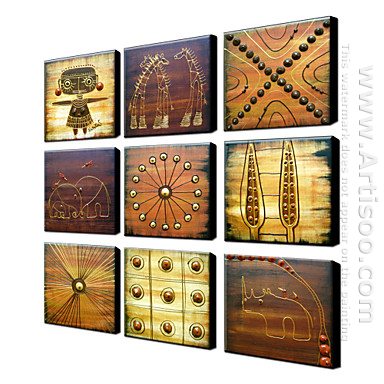 Hand-painted Oil Painting Abstract Oversized Square - Set of 9