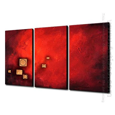 Hand Painted Oil Painting Abstract - Set of 3