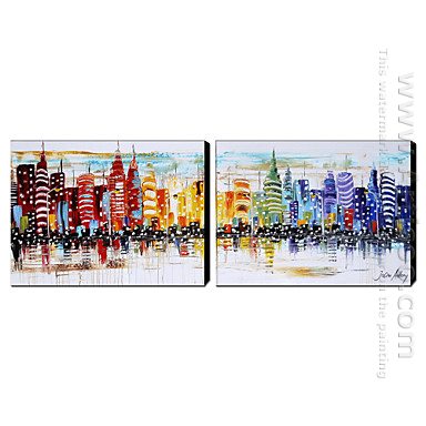 Hand Painted Oil Painting Arsitektur Lebar - Set 2