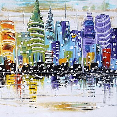 Hand Painted Oil Painting Architecture Wide - Set of 2 -Canvas Sets