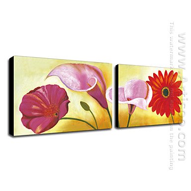 Hand-painted Oil Painting Floral Oversized Landscape - Set of 2