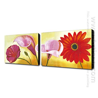 Hand-painted Oil Painting Floral Oversized Landscape - Set of 2