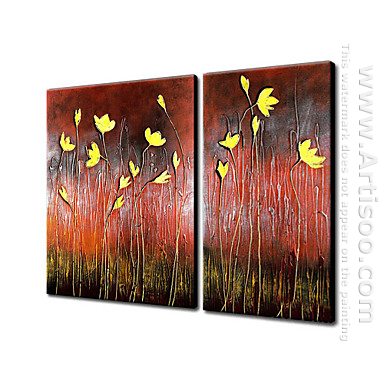 Hand-painted Oil Painting Floral - Set of 2