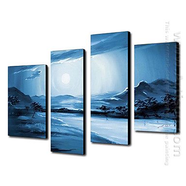 Hand-painted Oil Painting Landscape Landscape - Set of 4 -Canvas Sets