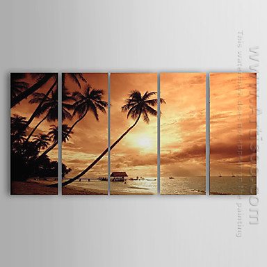 Tangan-Dicat Oil Painting Landscape Landscape - Set Dari 5