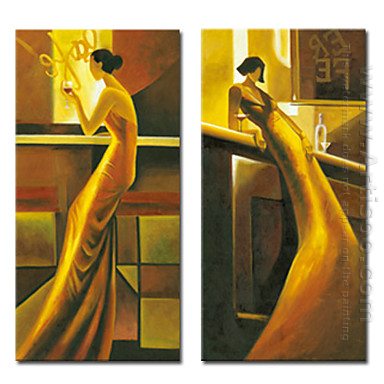 Hand-painted People Oil Painting - Set of 2