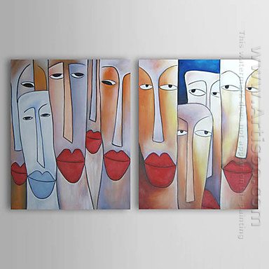 Peints à la main peinture à l\'huile Personnes - Lot de 2