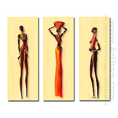 Tangan-Dicat Orang Oil Painting - Set 3