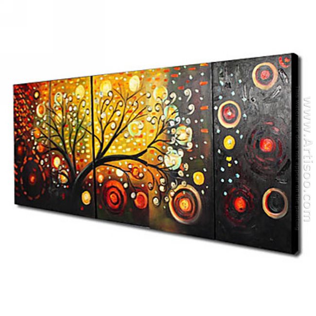 Hand-painted Abstract Oil Painting - Set of 5