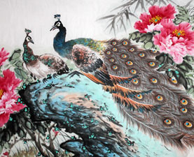 Chinese Vogels&Bloemen olieverfschilderijen