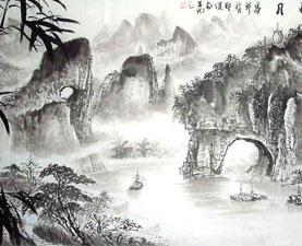 Prachtige Chinese landschap schilderijen